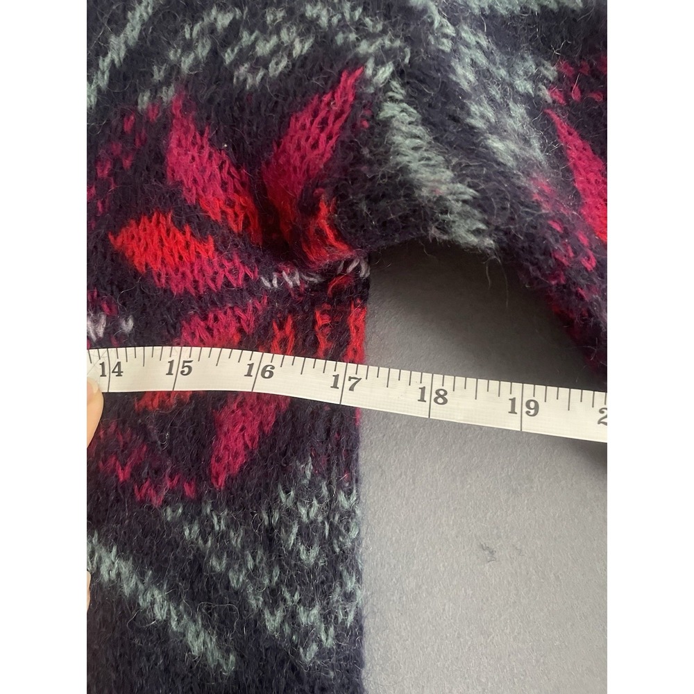 American Eagle Women M Sweater Mohair Wool Tunic Nordic Long Skinny Fairisle Y2K - Picture 9 of 13